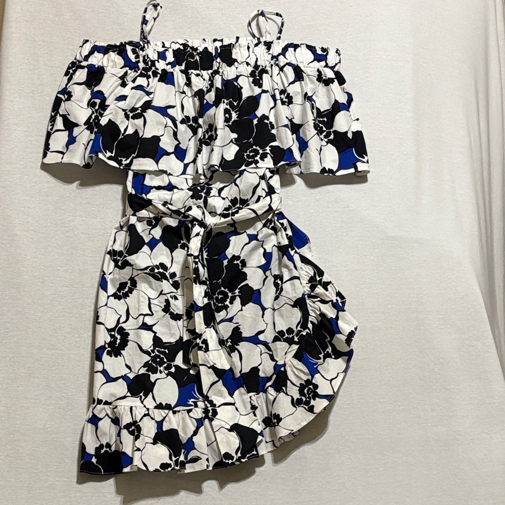 WHO WHAT WEAR Off the Shoulder Floral Dress, Ruffles, Tie strap